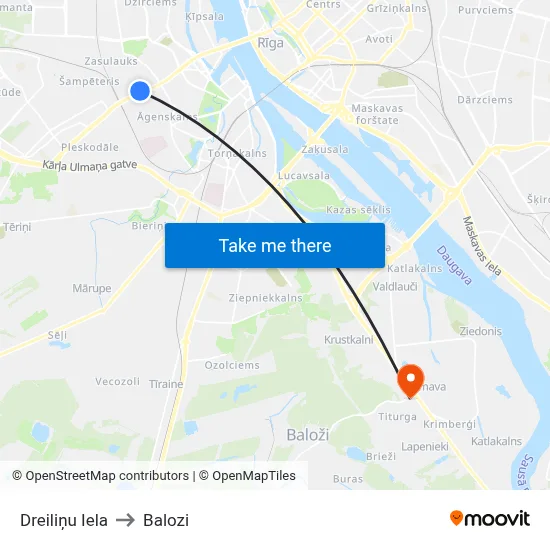 Dreiliņu Iela to Balozi map