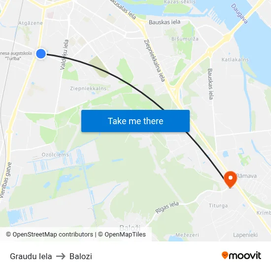 Graudu Iela to Balozi map