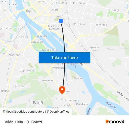 Viļānu Iela to Balozi map