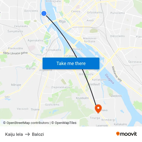 Kaiju Iela to Balozi map