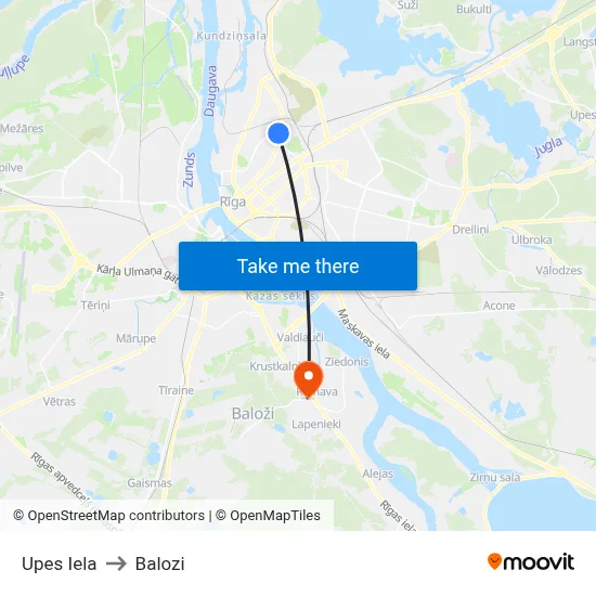 Upes Iela to Balozi map