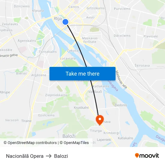 Nacionālā Opera to Balozi map