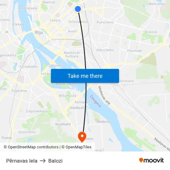 Pērnavas Iela to Balozi map