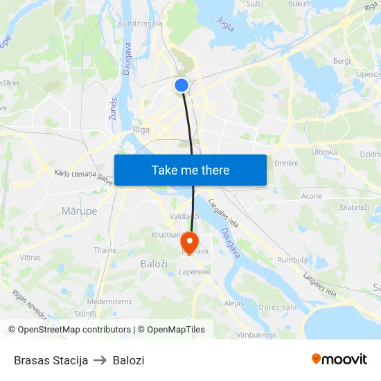 Brasas Stacija to Balozi map