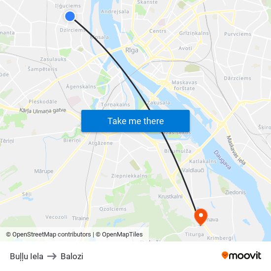 Buļļu Iela to Balozi map