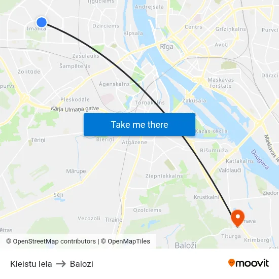 Kleistu Iela to Balozi map