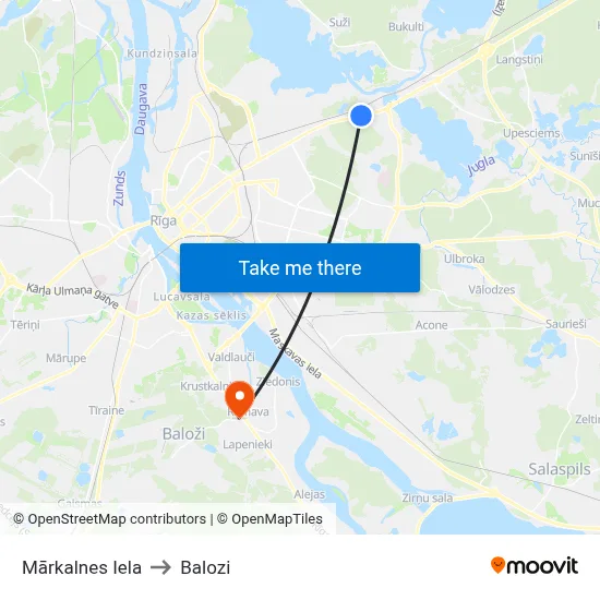 Mārkalnes Iela to Balozi map