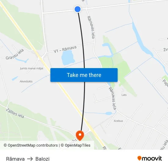 Rāmava to Balozi map