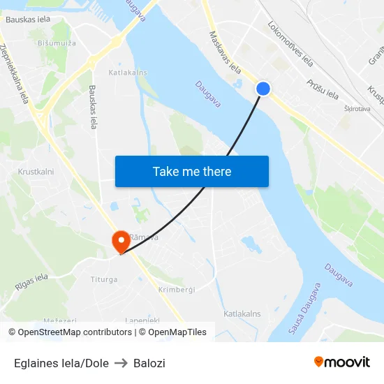 Eglaines Iela/Dole to Balozi map