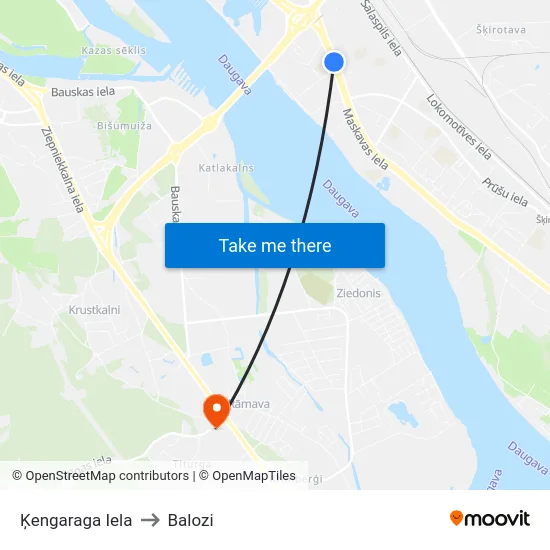 Ķengaraga Iela to Balozi map