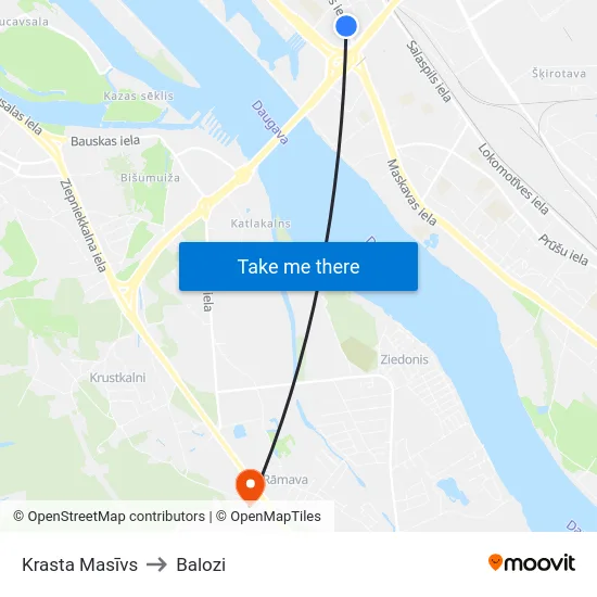 Krasta Masīvs to Balozi map