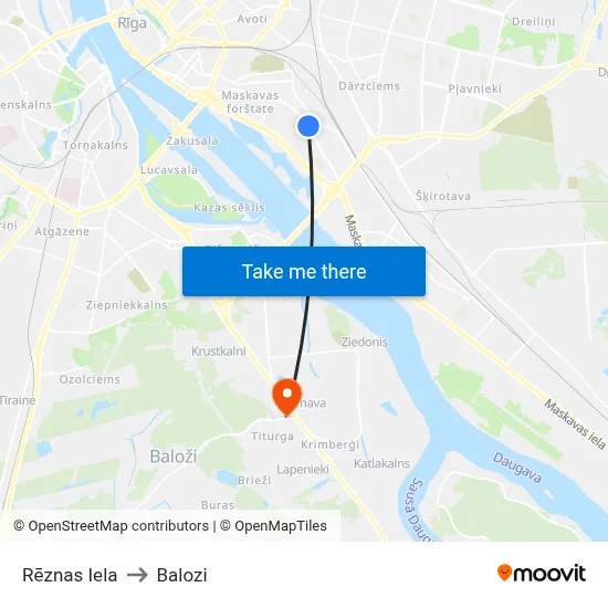 Rēznas Iela to Balozi map