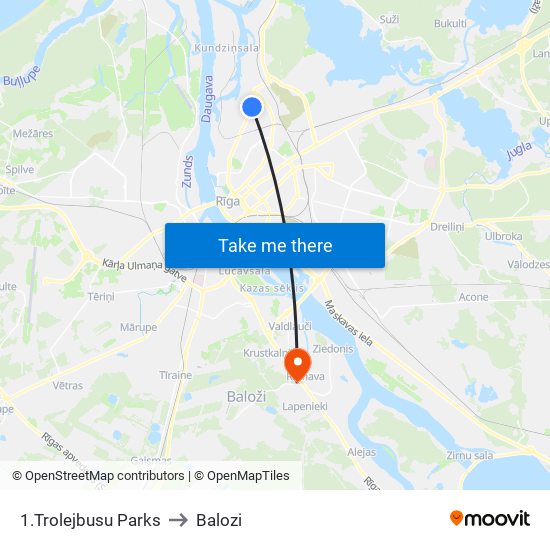 1.Trolejbusu Parks to Balozi map