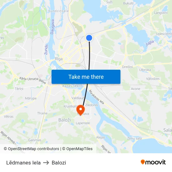Lēdmanes Iela to Balozi map