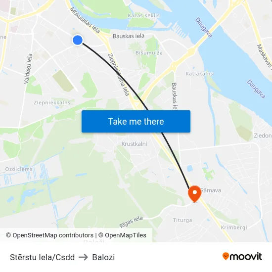 Stērstu Iela/Csdd to Balozi map