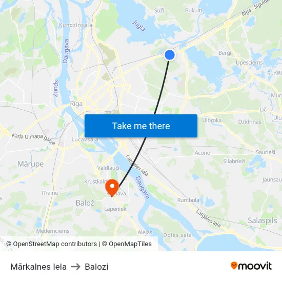 Mārkalnes Iela to Balozi map