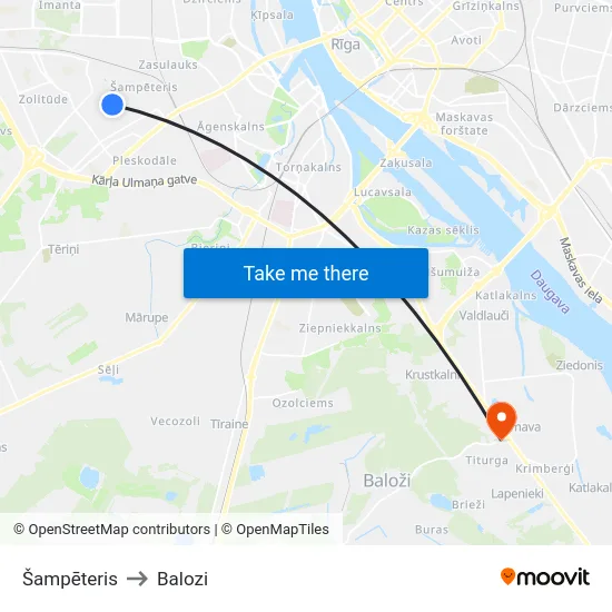 Šampēteris to Balozi map