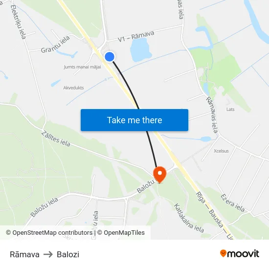 Rāmava to Balozi map