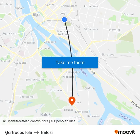 Ģertrūdes Iela to Balozi map