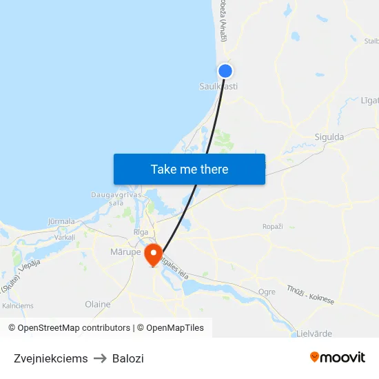 Zvejniekciems to Balozi map