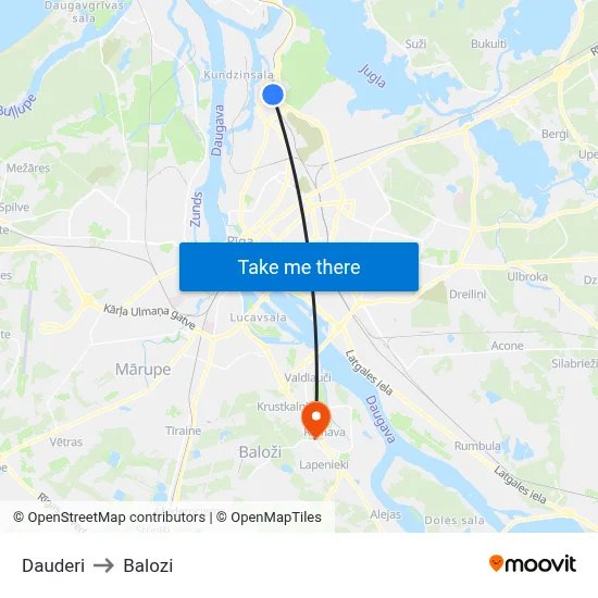 Dauderi to Balozi map