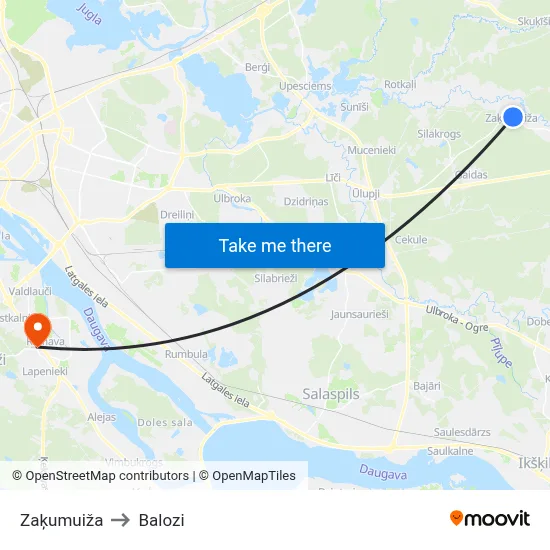 Zaķumuiža to Balozi map