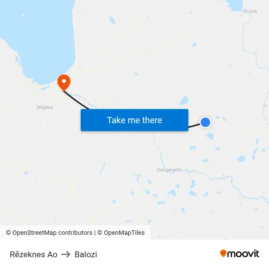 Rēzeknes Ao to Balozi map