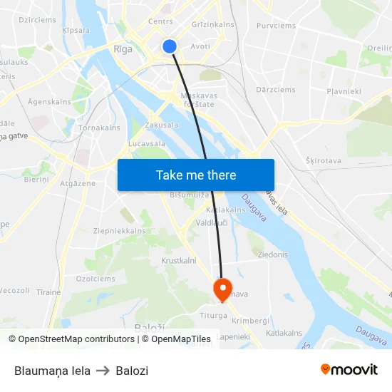 Blaumaņa Iela to Balozi map