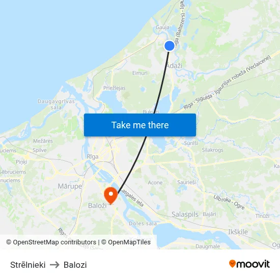 Strēlnieki to Balozi map