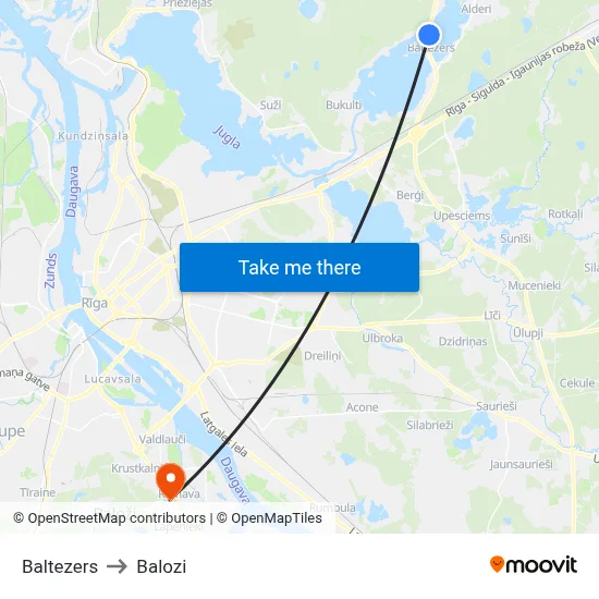 Baltezers to Balozi map