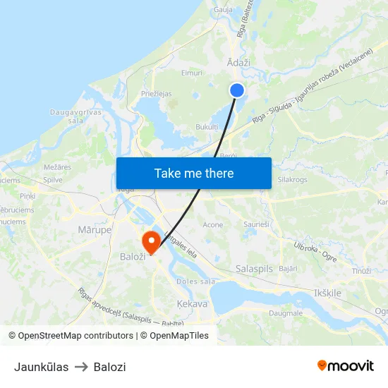 Jaunkūlas to Balozi map