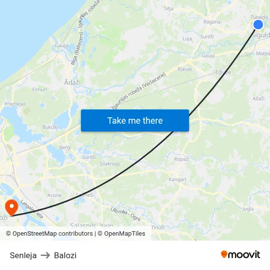 Senleja to Balozi map