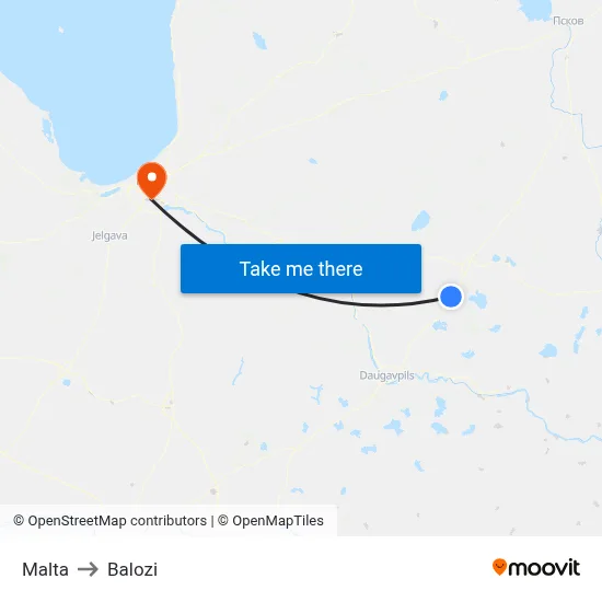 Malta to Balozi map