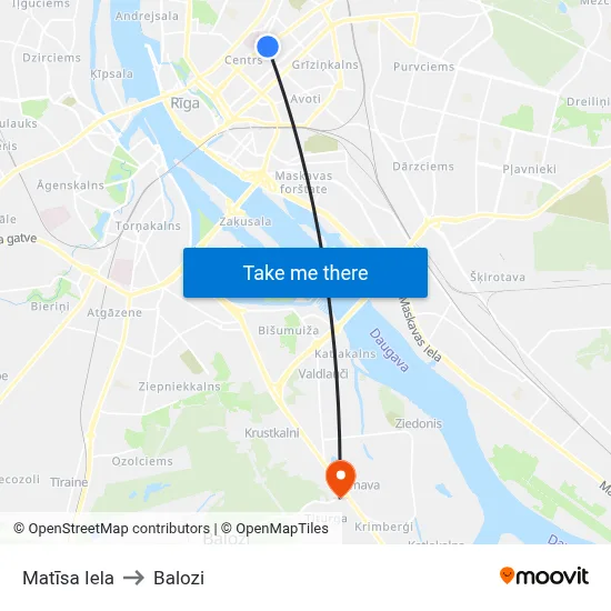 Matīsa Iela to Balozi map