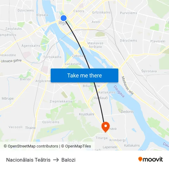 Nacionālais Teātris to Balozi map