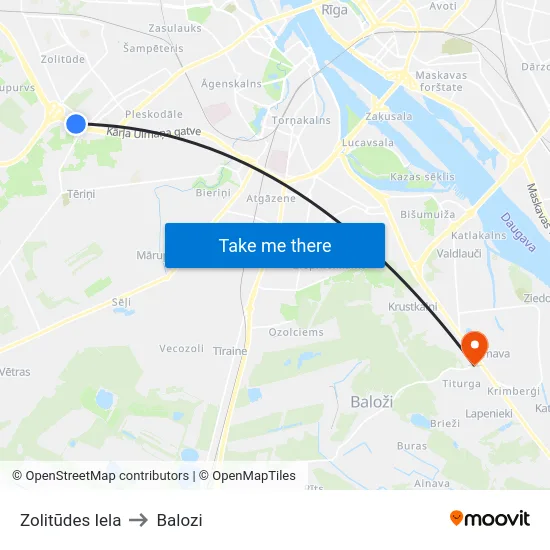 Zolitūdes Iela to Balozi map