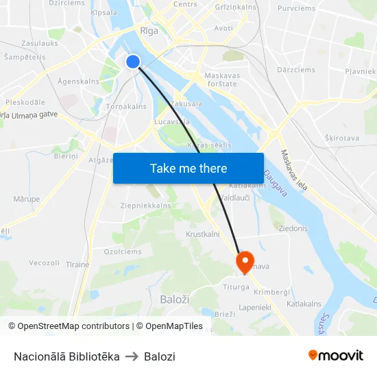 Nacionālā Bibliotēka to Balozi map