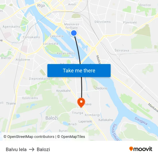 Balvu Iela to Balozi map