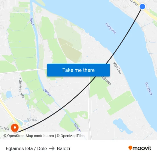 Eglaines Iela / Dole to Balozi map