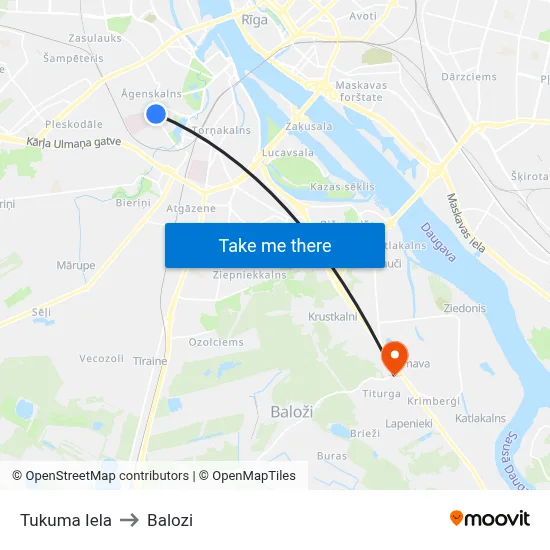 Tukuma Iela to Balozi map