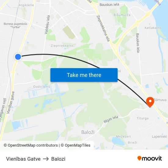 Vienības Gatve to Balozi map