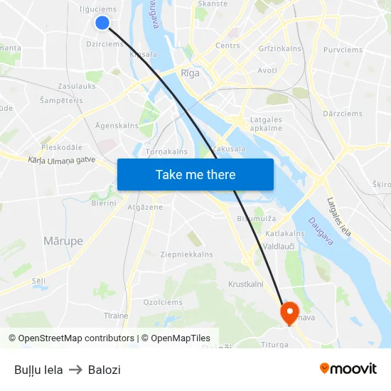 Buļļu Iela to Balozi map