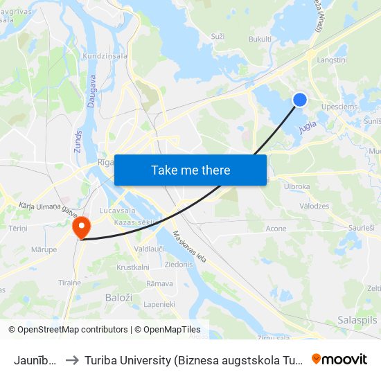 Jaunības Iela to Turiba University (Biznesa augstskola Turība | Turiba University) map