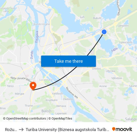 Rožu Iela to Turiba University (Biznesa augstskola Turība | Turiba University) map