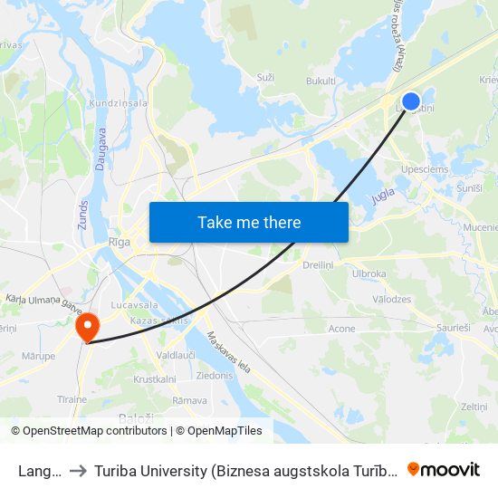 Langstiņi to Turiba University (Biznesa augstskola Turība | Turiba University) map