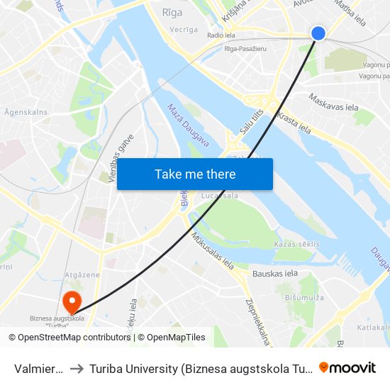 Valmieras Iela to Turiba University (Biznesa augstskola Turība | Turiba University) map