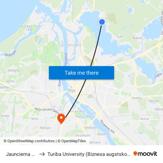 Jaunciema 6.Šķērslīnija to Turiba University (Biznesa augstskola Turība | Turiba University) map