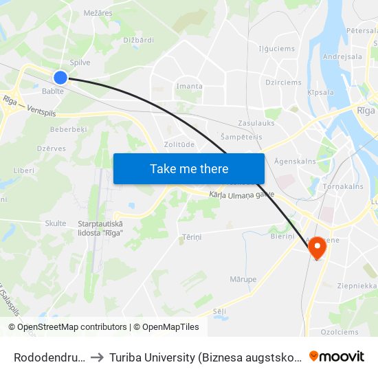 Ceļš Uz Vārnukrogu to Turiba University (Biznesa augstskola Turība | Turiba University) map