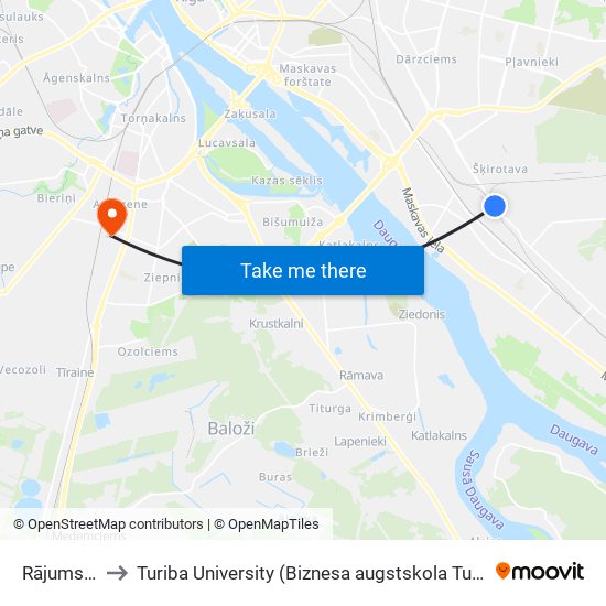 Rājumsila Iela to Turiba University (Biznesa augstskola Turība | Turiba University) map