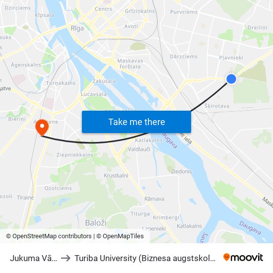 Jukuma Vācieša Iela to Turiba University (Biznesa augstskola Turība | Turiba University) map